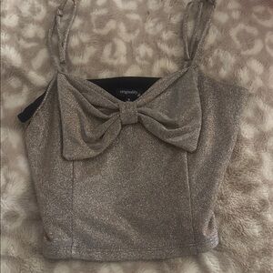 Shimmering Gold Bow Crop Top